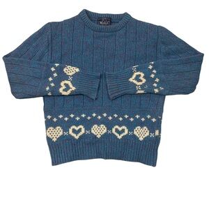 Woolrich Women’s‎ Vintage Wool Blend Fair Isles Heart Pattern Sweater S 80s 90s